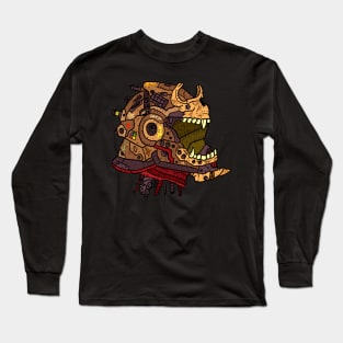 cool helmet. badass motor crossing helmet with skull and bones. robot soldier. Long Sleeve T-Shirt